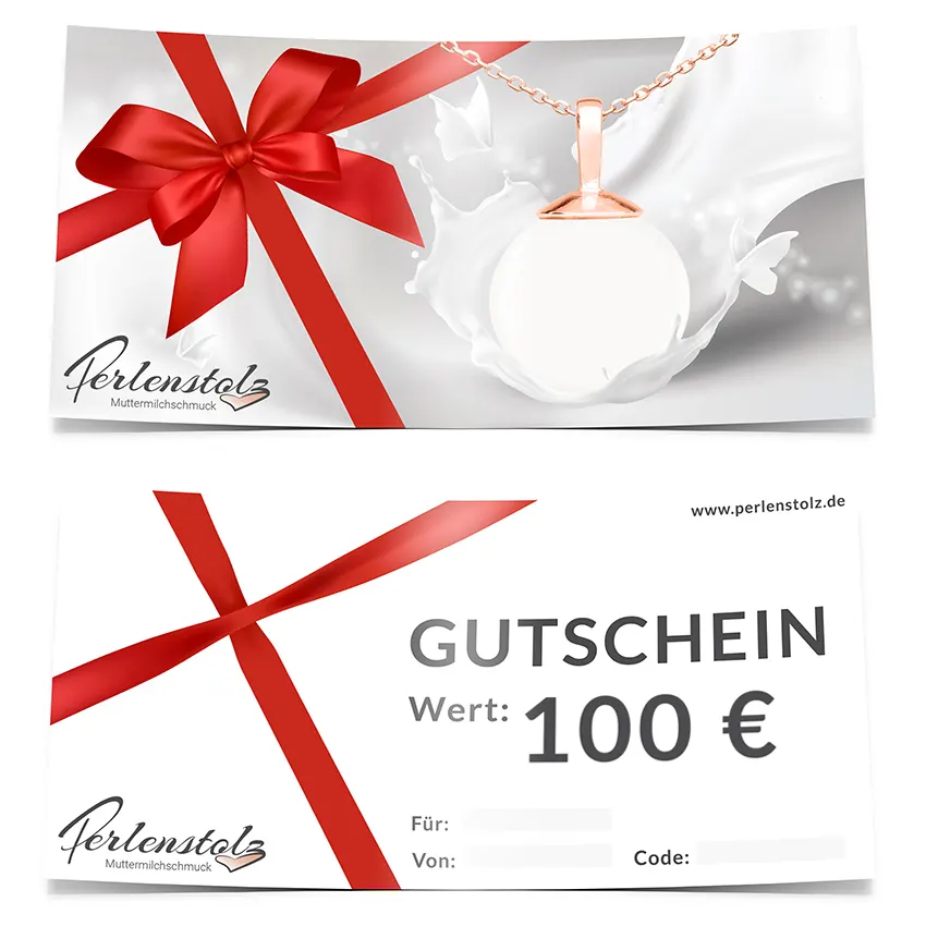 Geschenkgutschein Muttermilchschmuck 100 Euro | Muttermilchschmuck | Schmuck aus Muttermilch